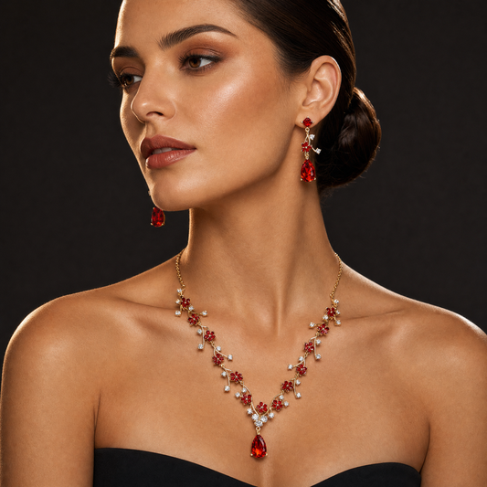 Multicolor Crystal Floral Vine Teardrop Jewelry Set