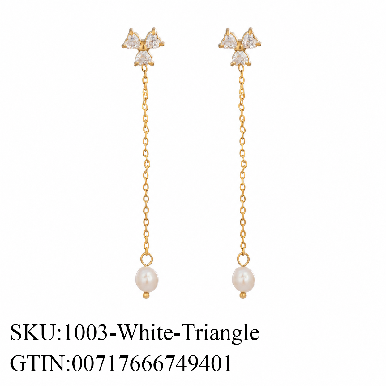 Stone & Pearl Chain Drop Earrings