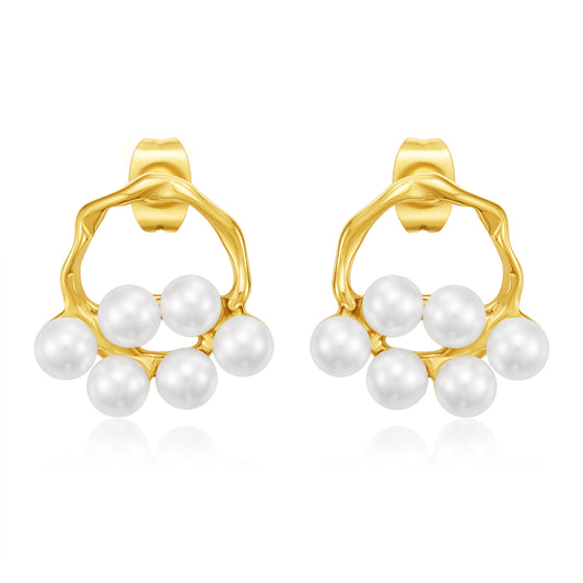 Gold Pearl Dangle Drop Earring For Women