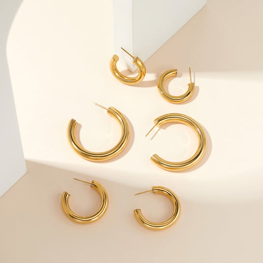 Big Chunky Open Hoop Earrings
