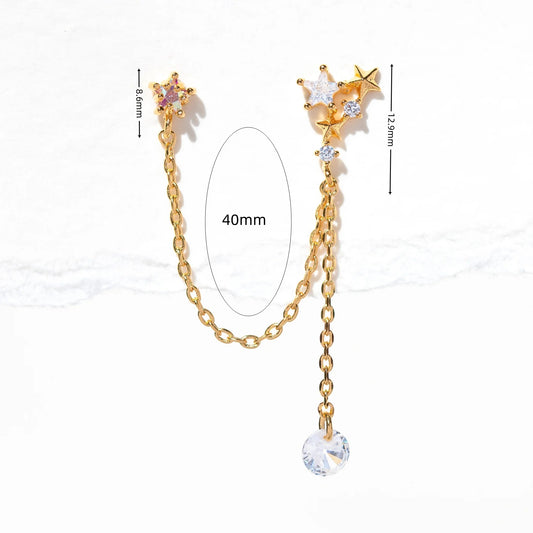 Cubic Zirconia Celestial Chain Earrings