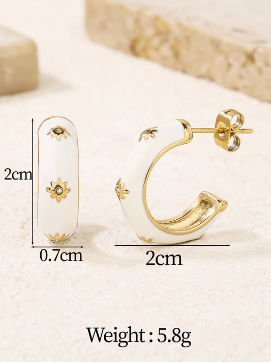 Chunky Hoop Earrings with Cubic Zirconia