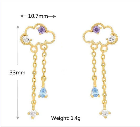 Cubic Zirconia Cloud Chain Drop Earrings