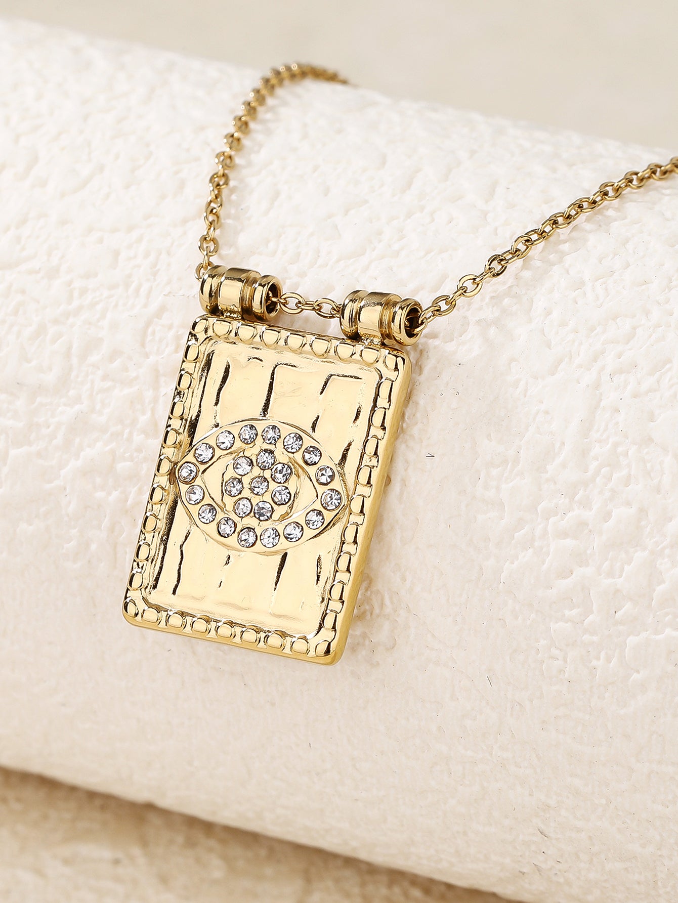 Evil Eye Square Pendant Necklace with cz(Multicolored)