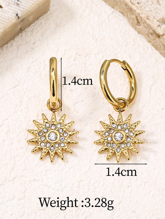 Sun Dangle Drop Earrings with CZ