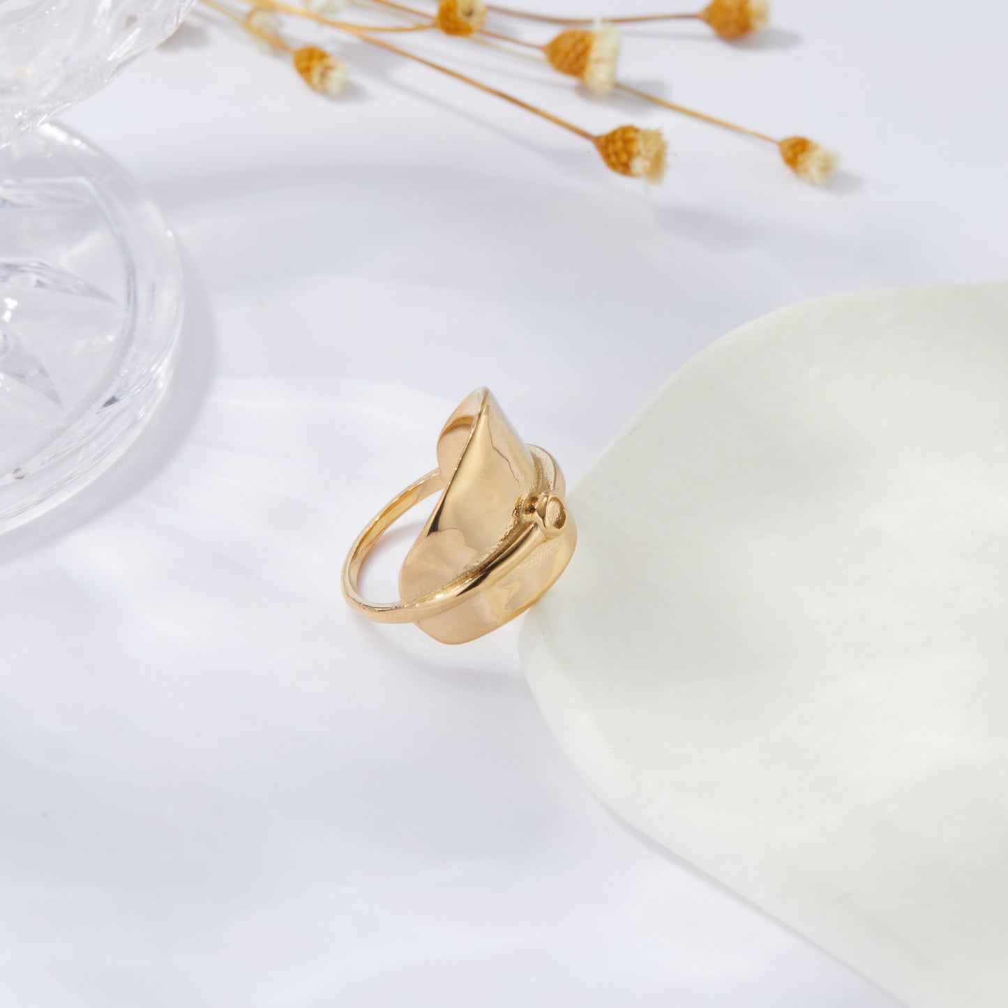 Modern Gold Plated Chunky Statement Wide Band Ring