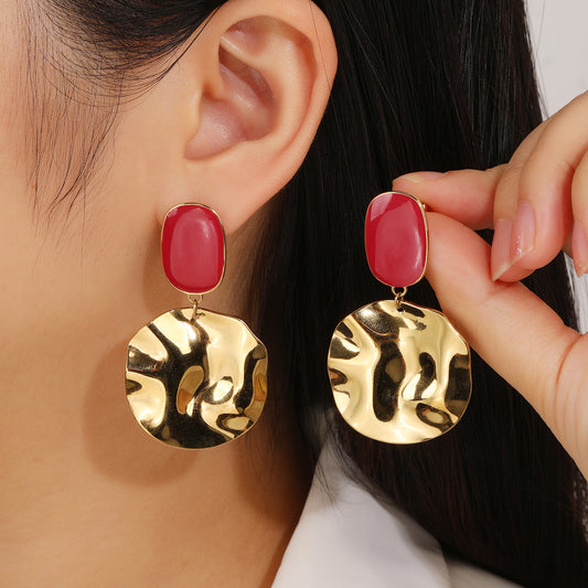 Chunky Disc Drop Earrings