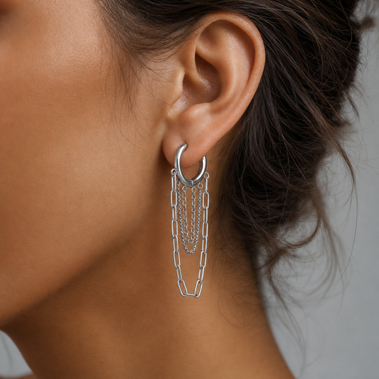 Layered Chain Hoop Earrings