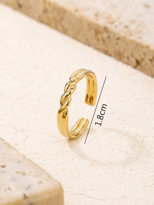 Minimalist Gold Twisted Croissant Adjustable Stacking Ring