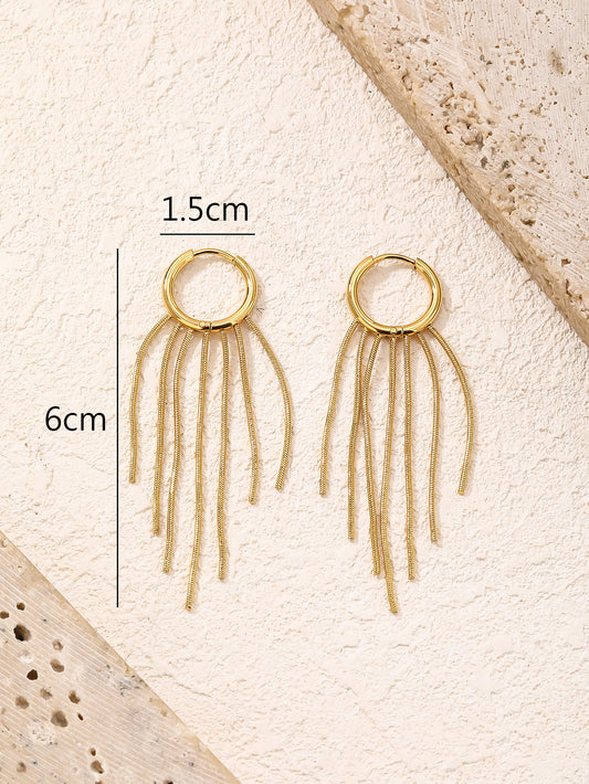 Long Tassel Gold Dangle Earrings