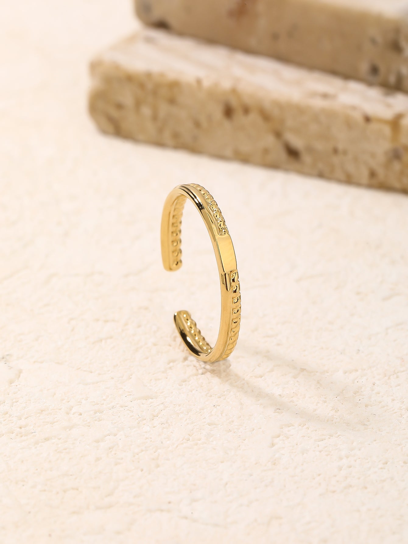 Minimalist Gold Braided Open Cuff Stacking Ring