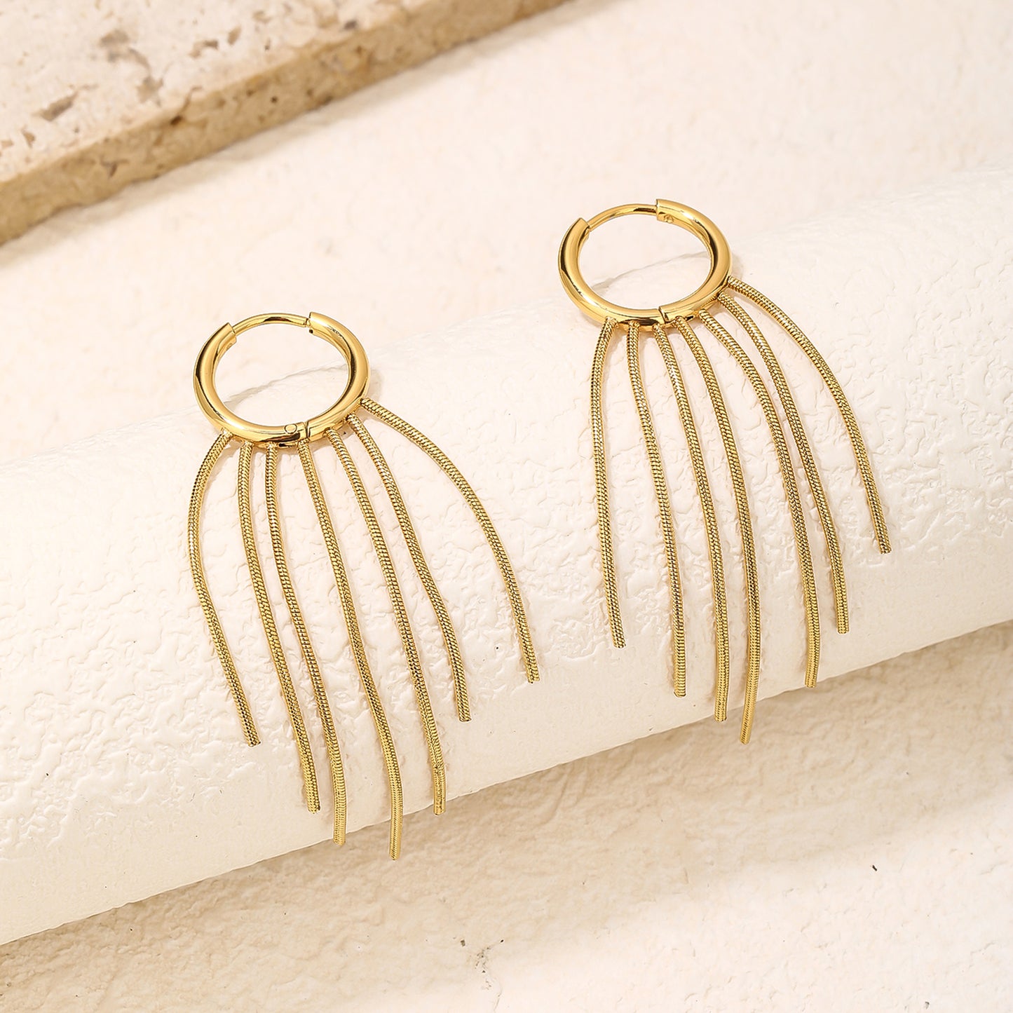 Long Tassel Gold Dangle Earrings