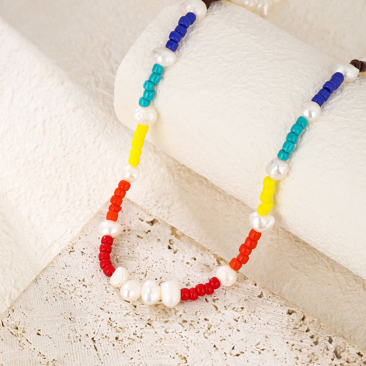 Baroque Pearl Necklace with Colorful Beads