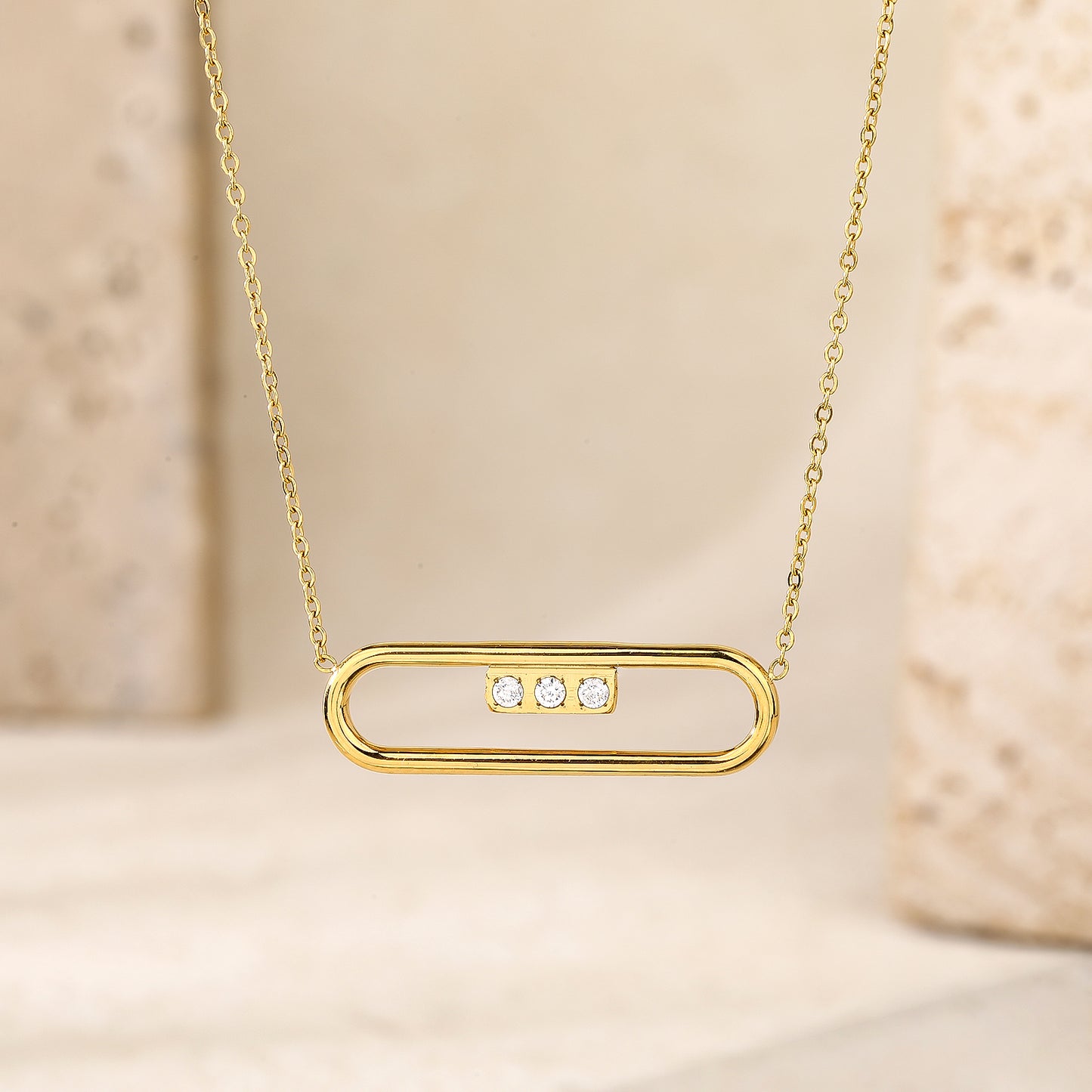 Gold Pendant Necklace with CZ