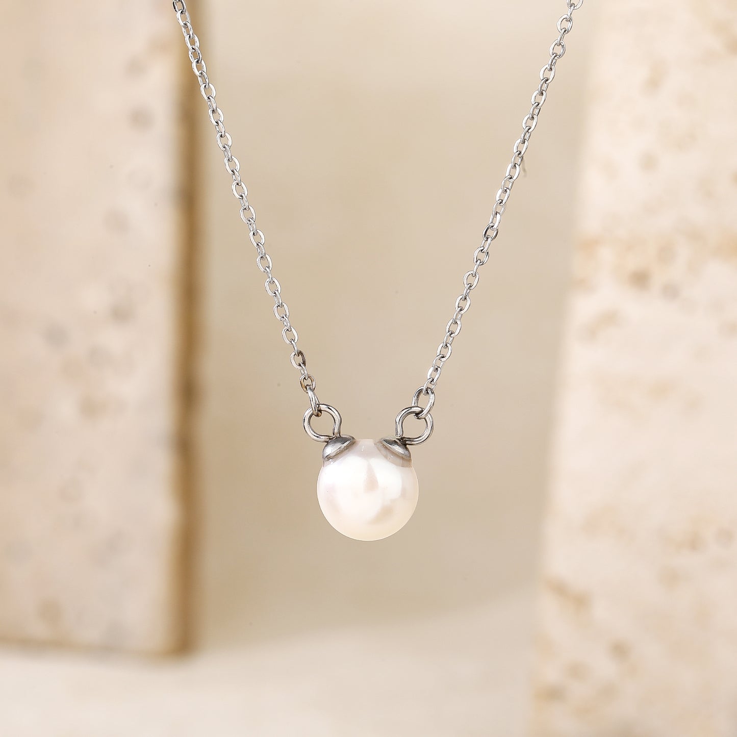 Single 8mm Pearl Chain Necklace