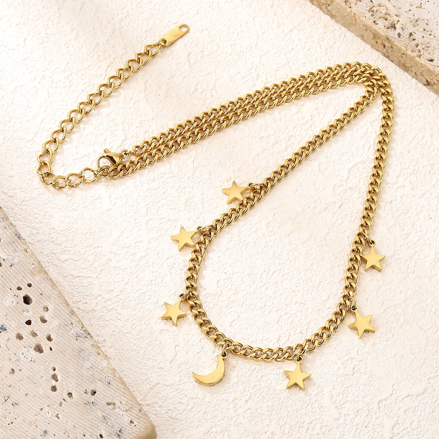 Lucky Star Figaro Chain Necklace