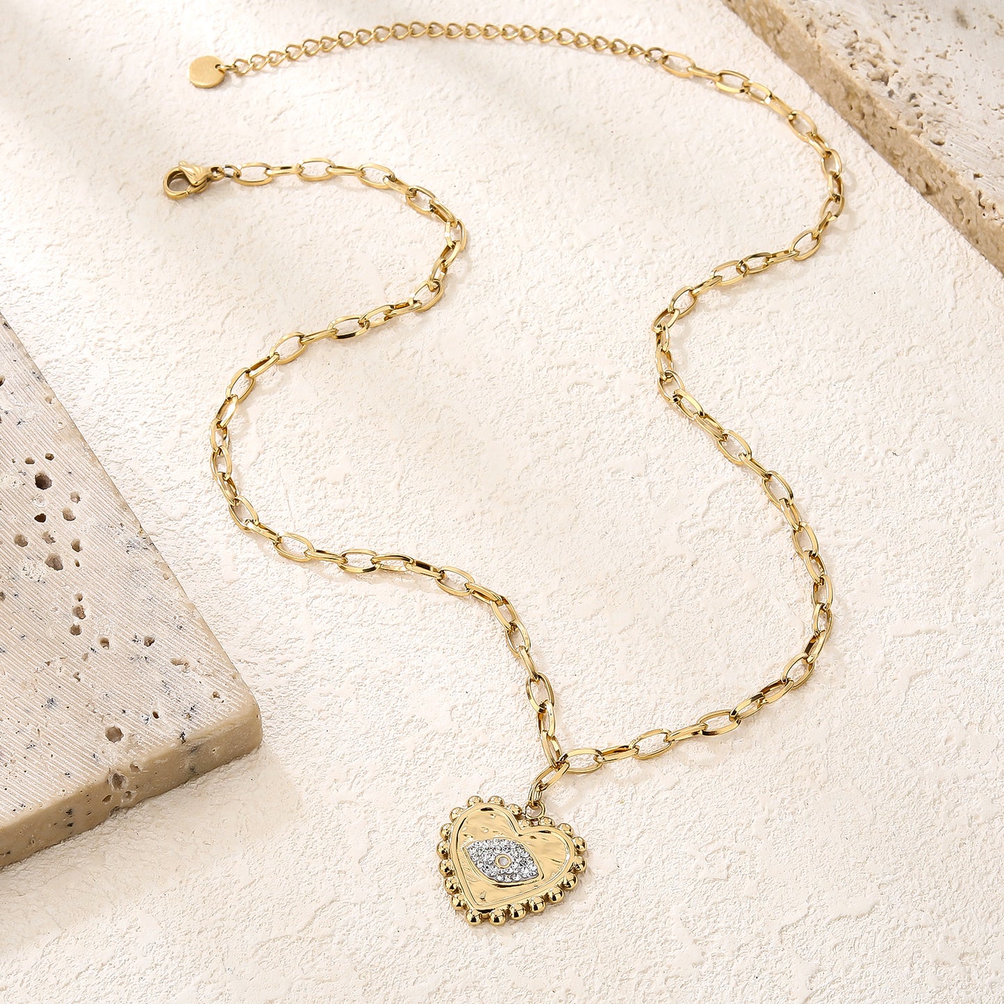 Evil Eye Heart-Shaped Pendant Necklace