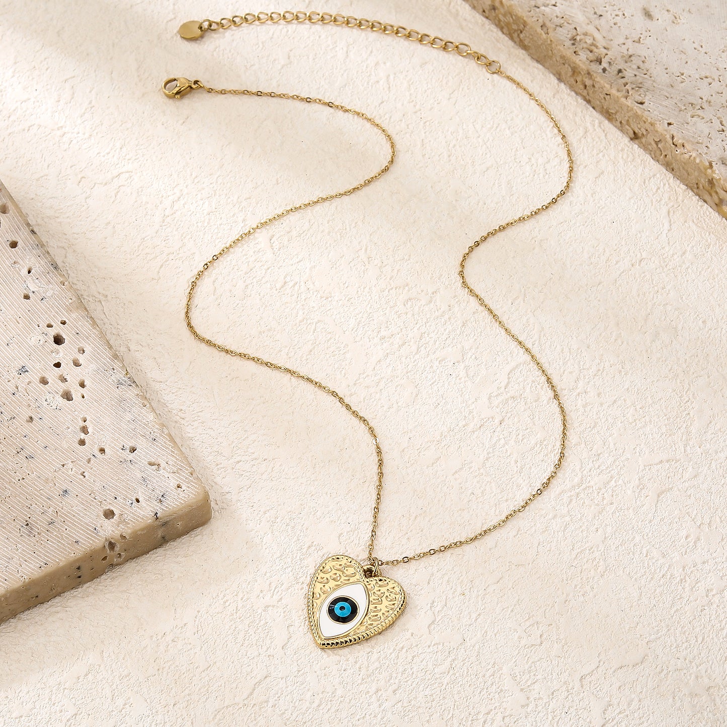Blue Evil Eye Heart Pendant Necklace