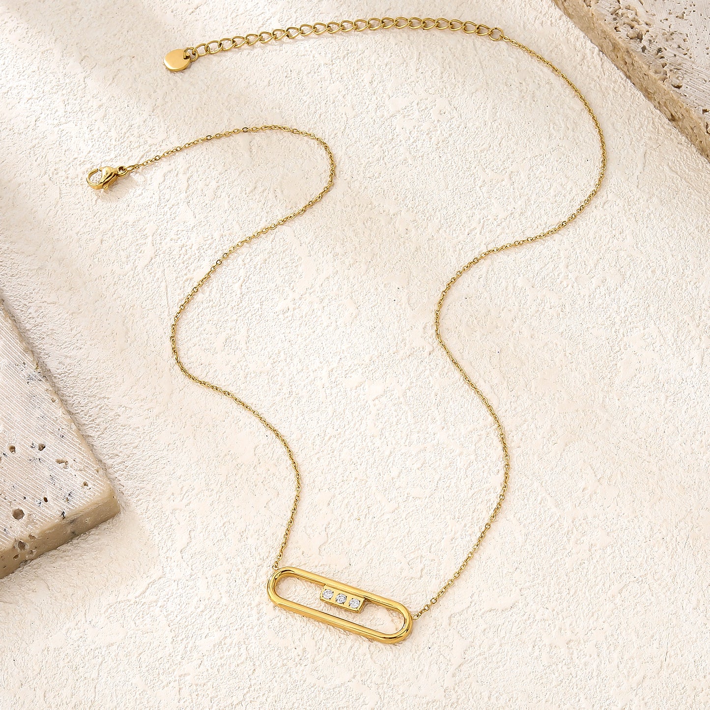 Gold Pendant Necklace with CZ