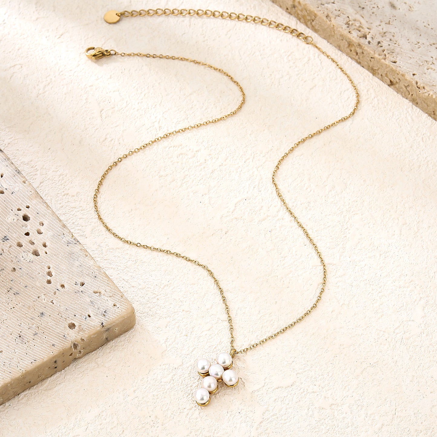 Pearl Cross Pendant Necklace