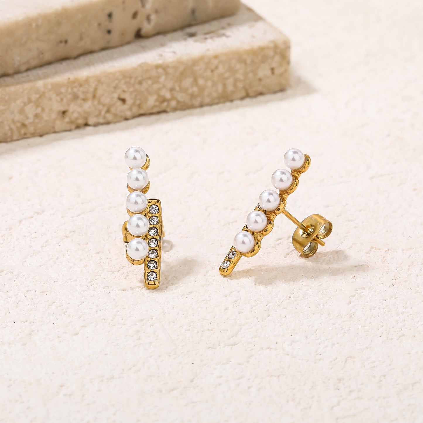Small Cubic Zirconia Pearl Stud Earrings