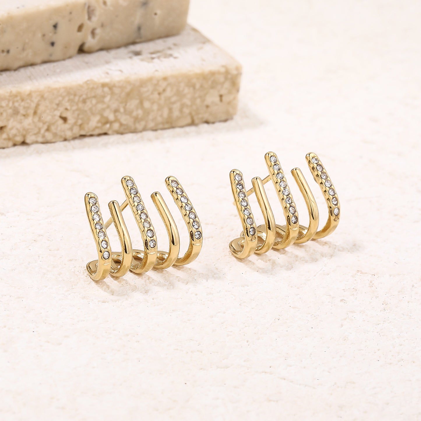 Cubic Zirconia Leaf Pearl Gold Stud Earrings