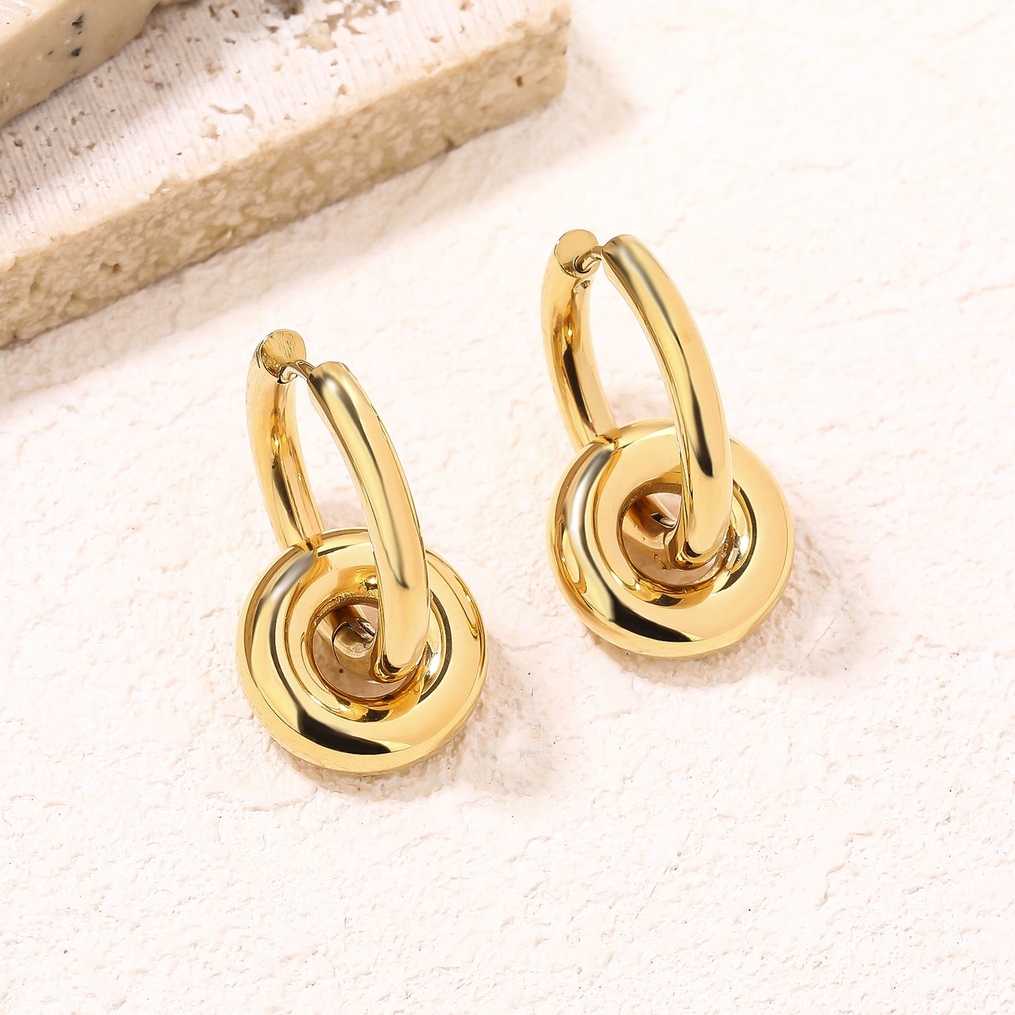 Pendant Drop Hoop Huggie Earrings