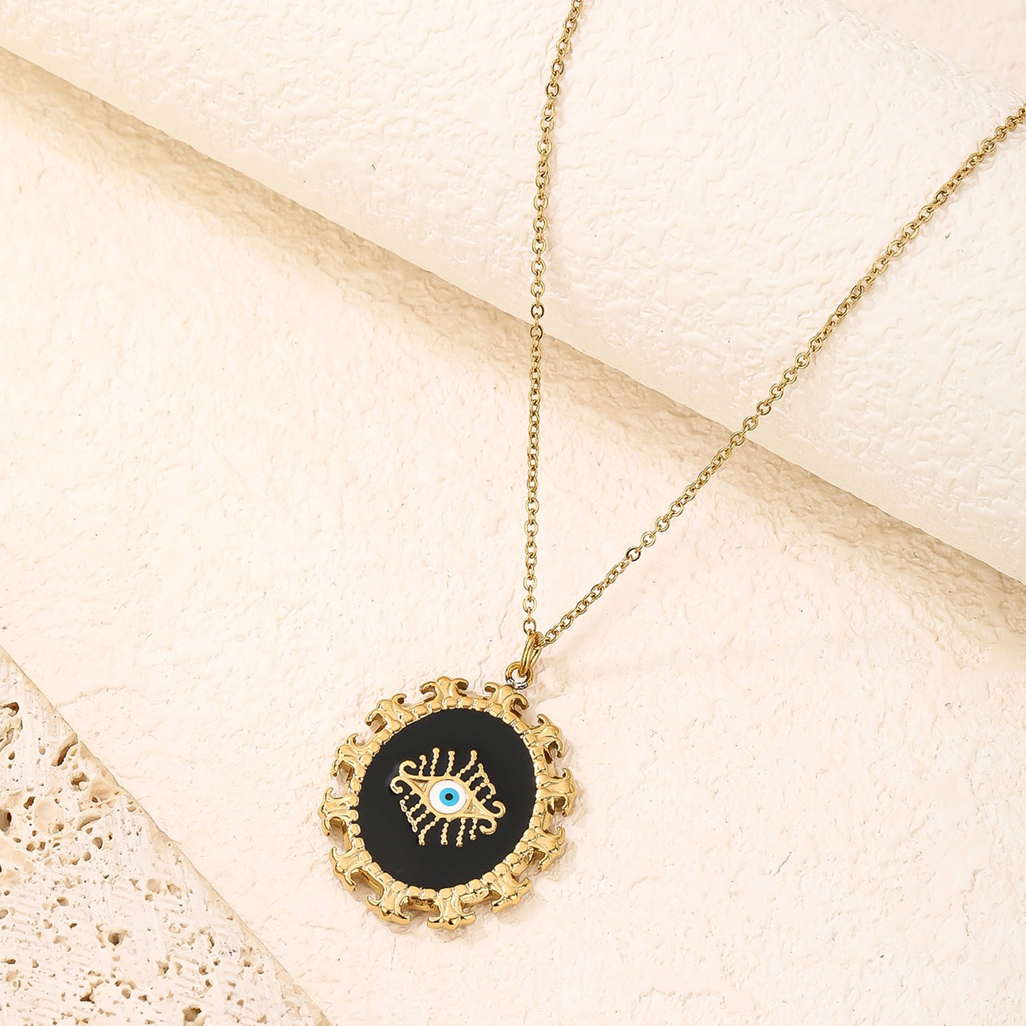 Black Evil Eye Pendant Chain Necklace