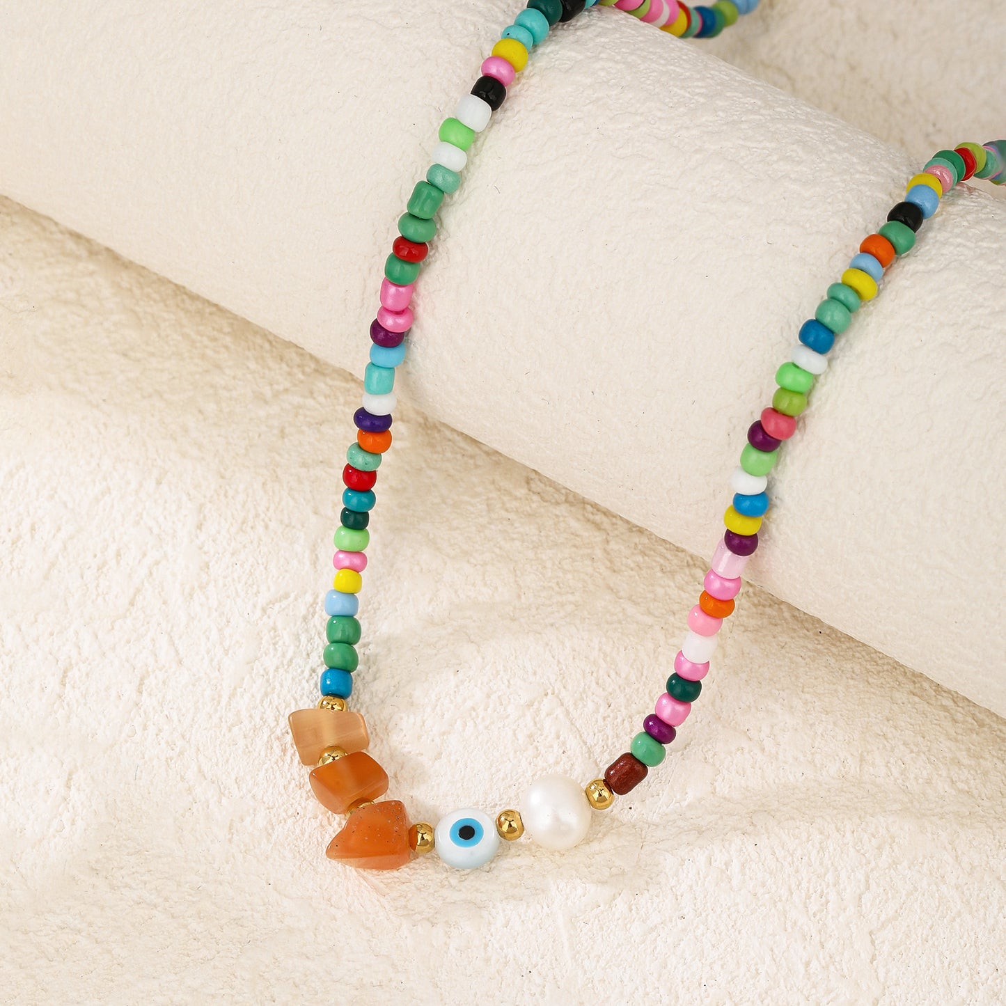 Colorful Beaded Boho Choker Necklace