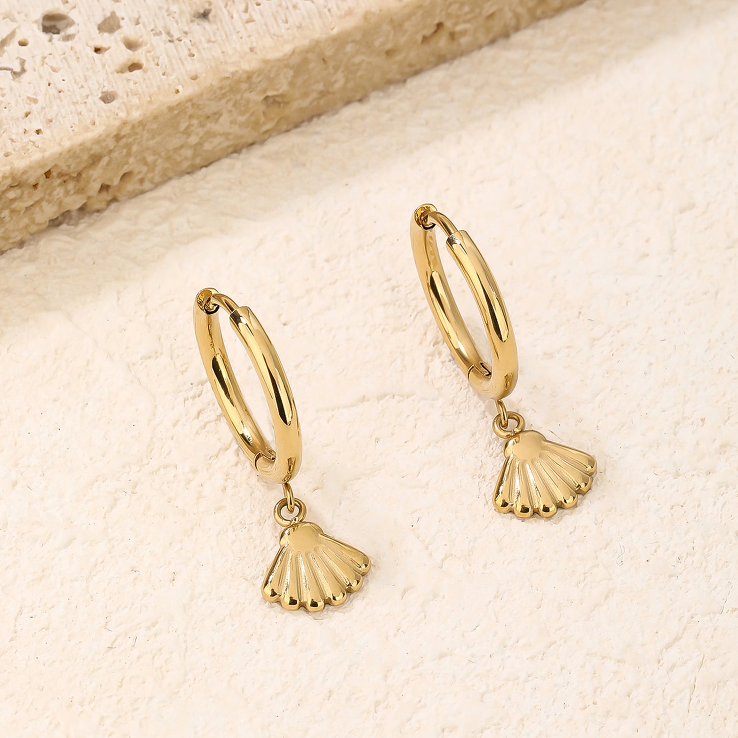 Beach Shell Hoop Earrings