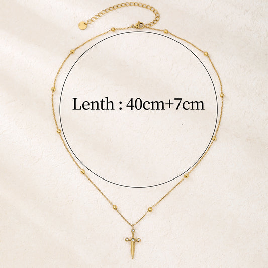 Cross Pendant Necklace with Chunky Hoop Earrings with Cubic