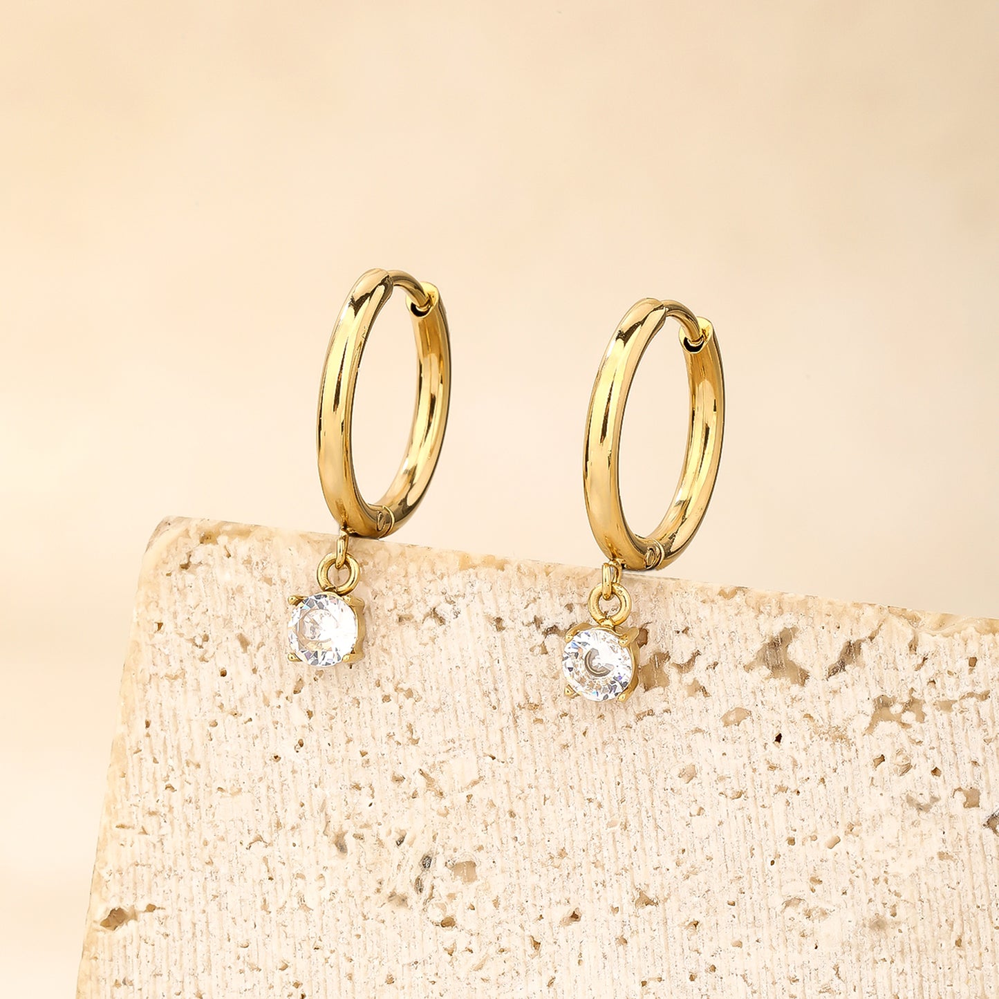 Tiny Huggie Hoop Earrings with CZ