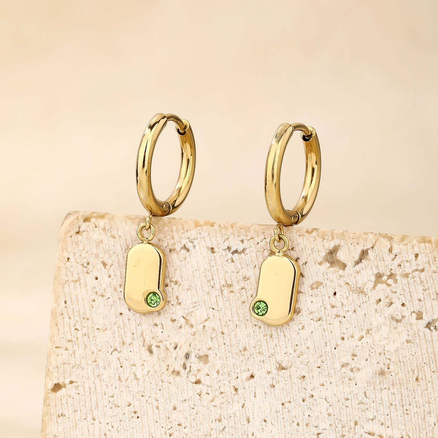 Green Crystal Dangle Drop Earrings