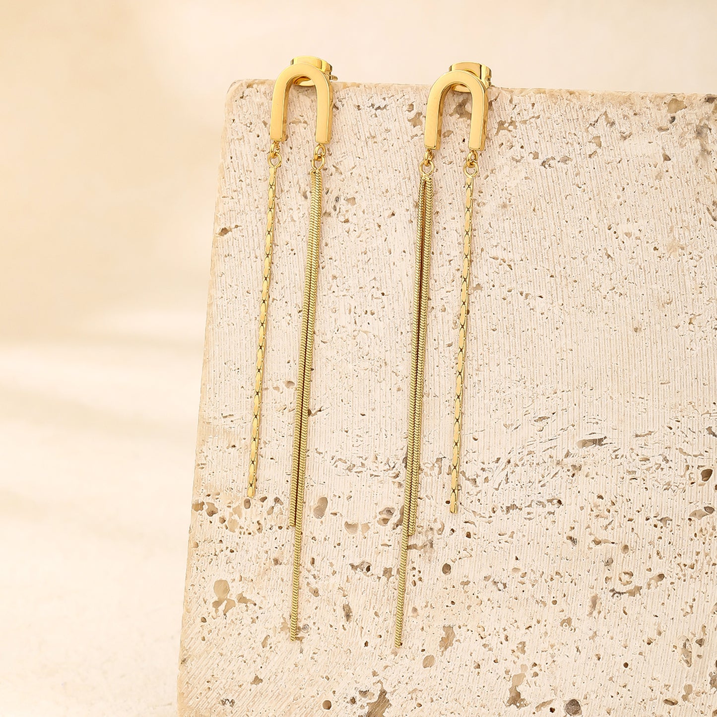 Gold Link Tassel Earrings