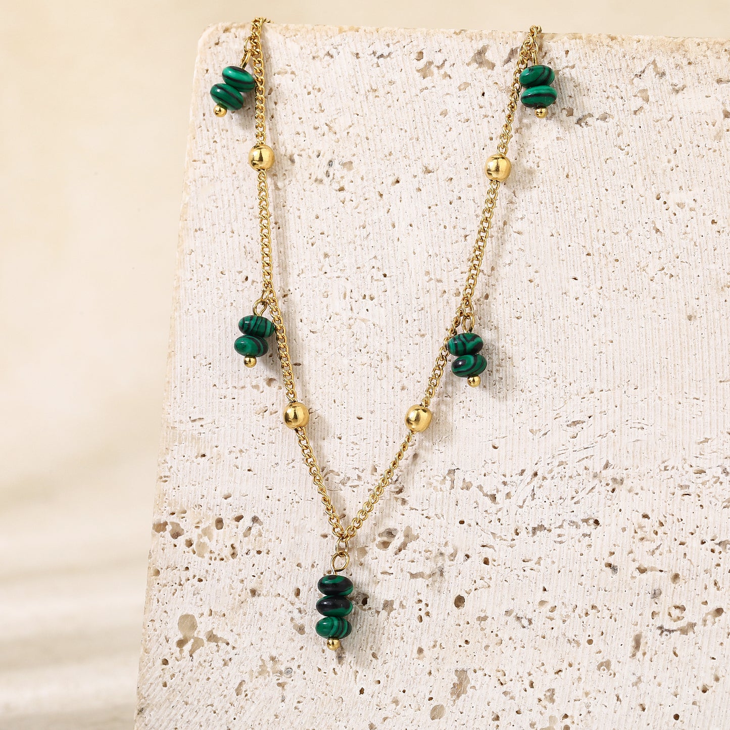 Green Malachite Beads Choker Necklace