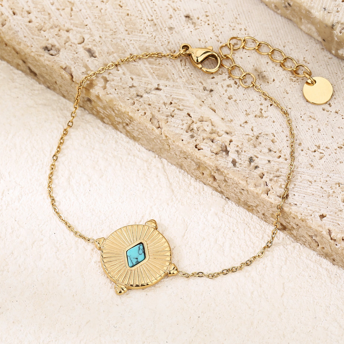 Rhombus-Cut Turquoise Link Bracelet