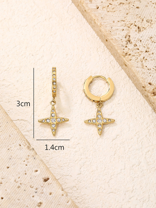 Cross Star Pendant Hoop Earring