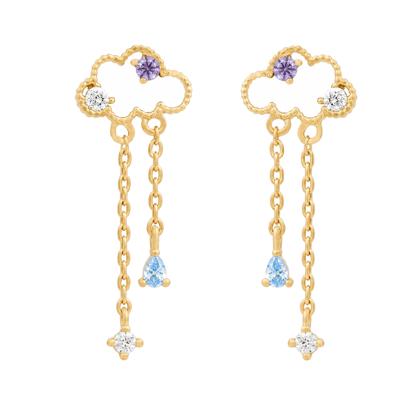 Cubic Zirconia Cloud Chain Drop Earrings
