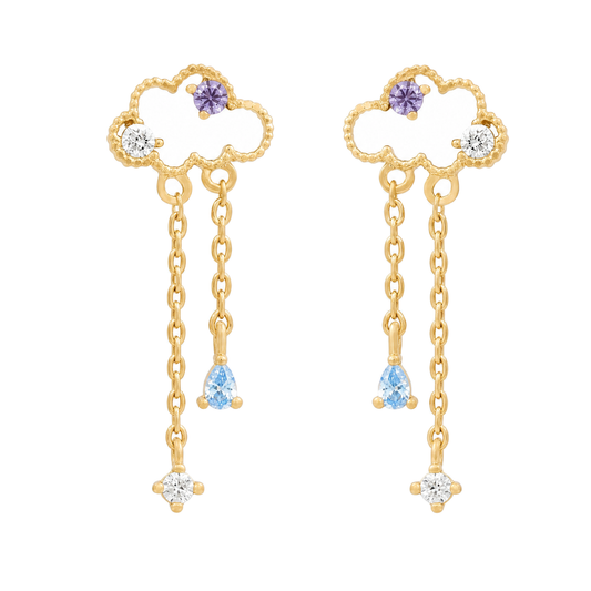 Cubic Zirconia Cloud Chain Drop Earrings