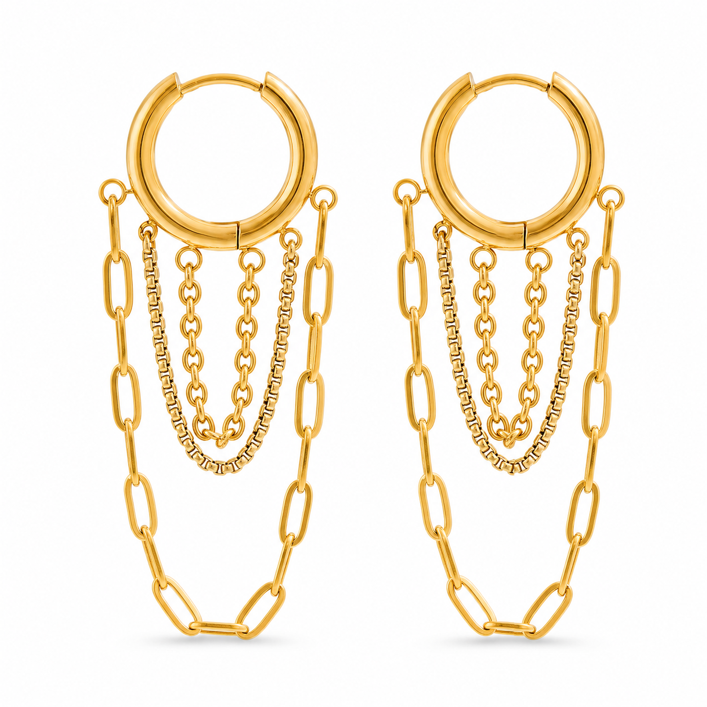 Layered Chain Hoop Earrings