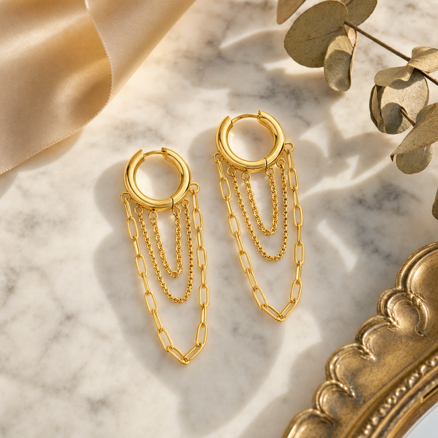 Layered Chain Hoop Earrings