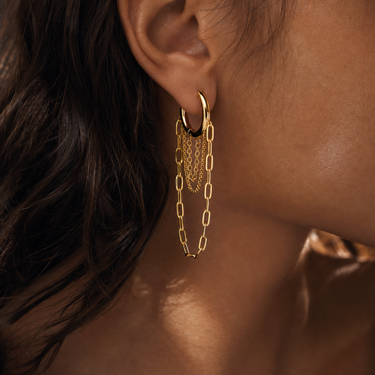 Layered Chain Hoop Earrings