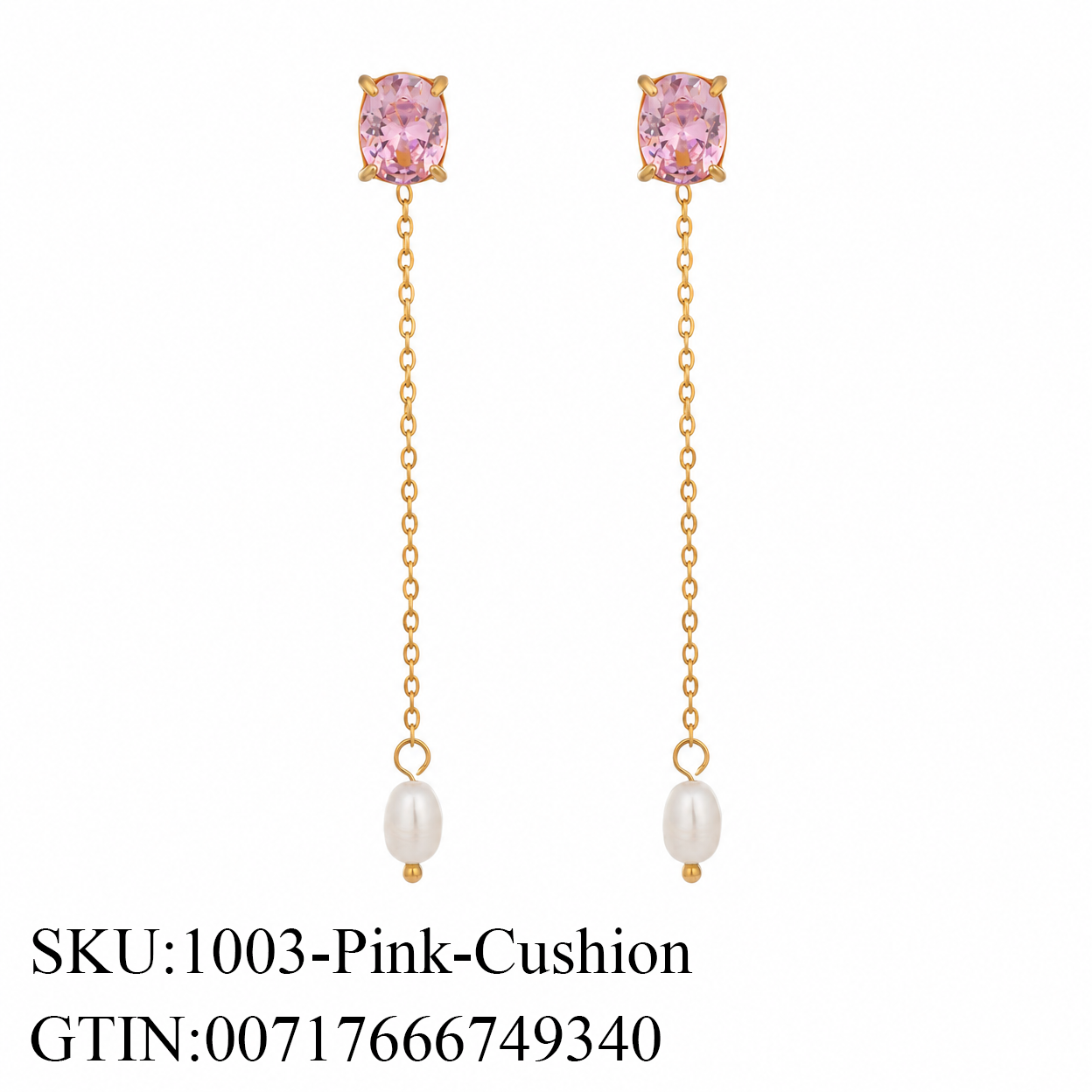Stone & Pearl Chain Drop Earrings
