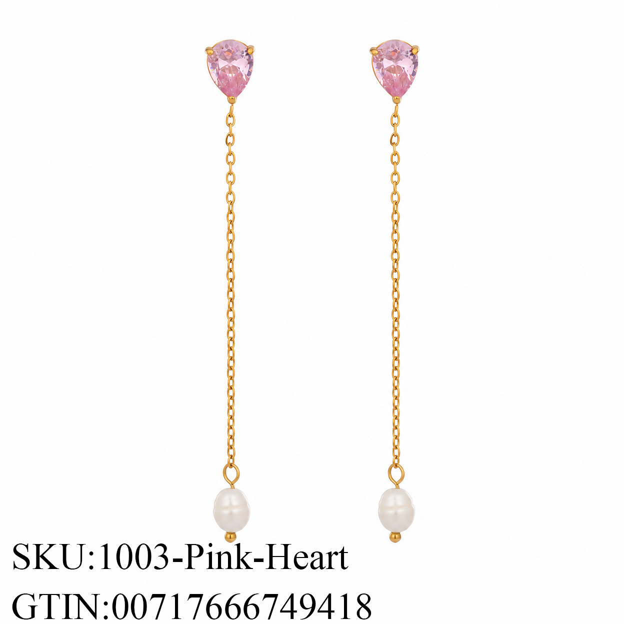 Stone & Pearl Chain Drop Earrings
