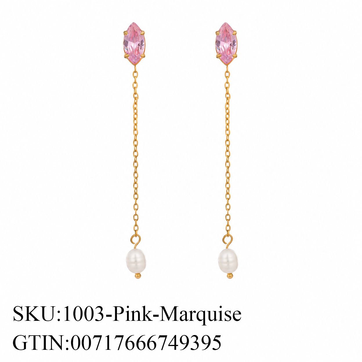Stone & Pearl Chain Drop Earrings