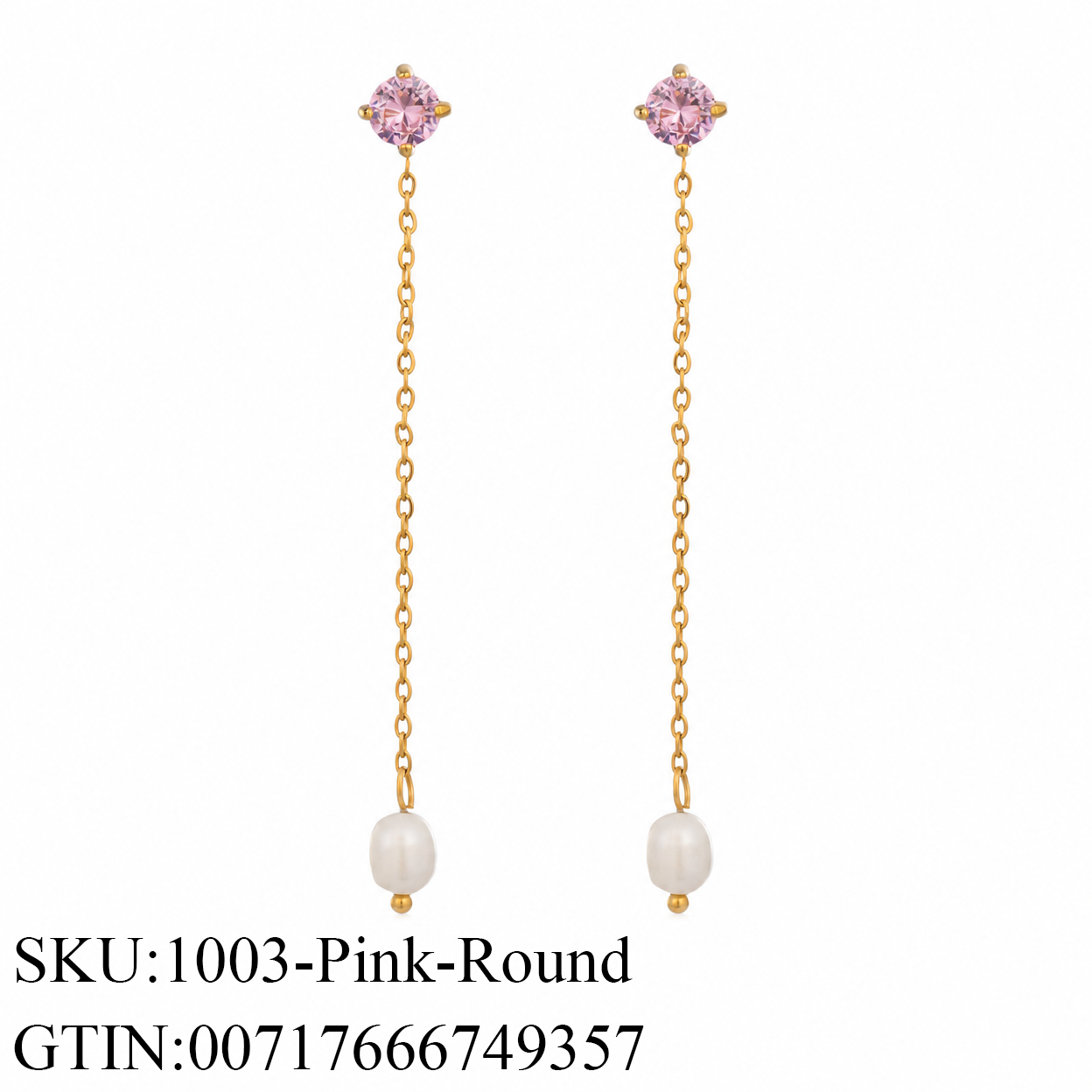 Stone & Pearl Chain Drop Earrings