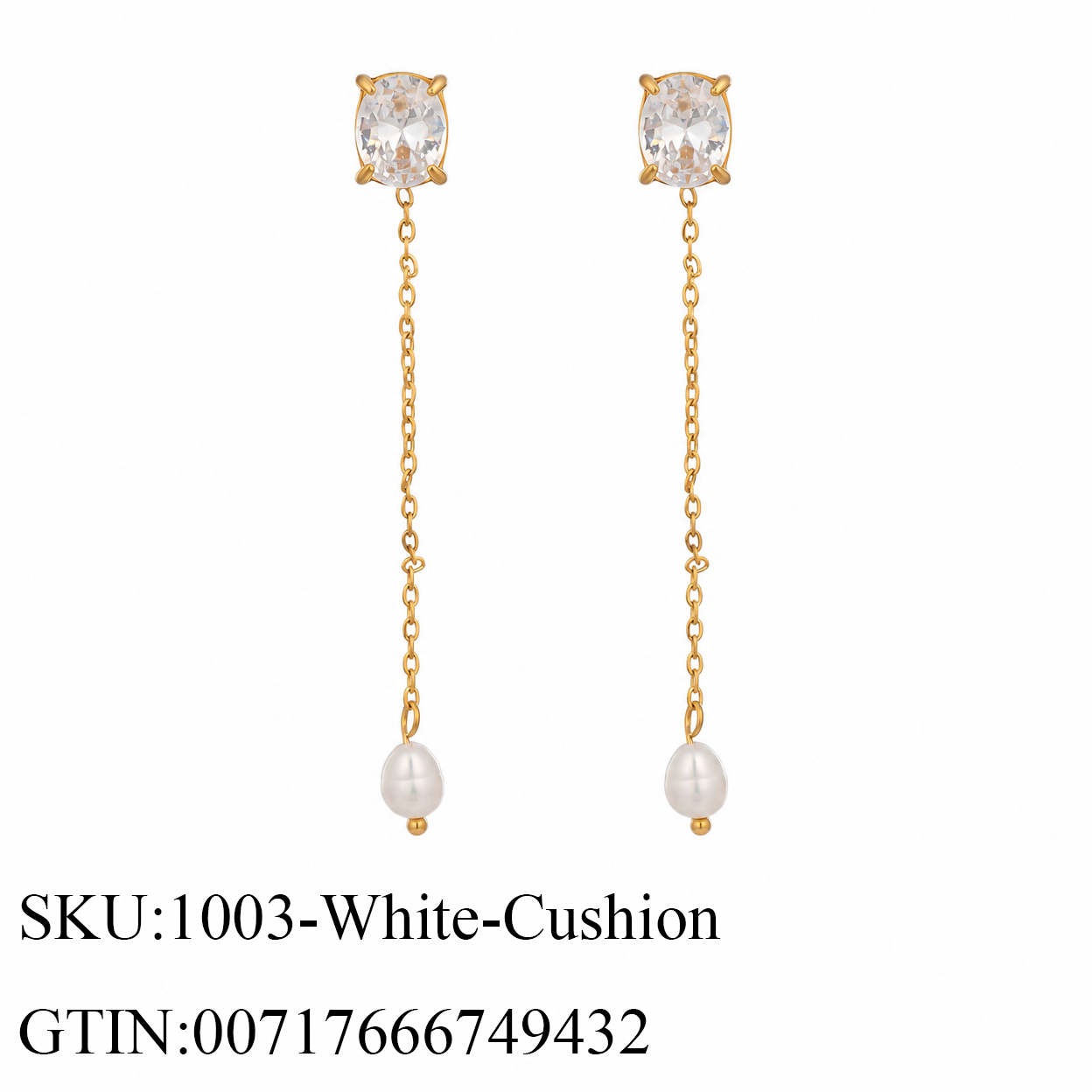 Stone & Pearl Chain Drop Earrings
