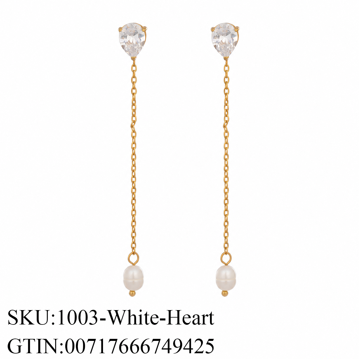 Stone & Pearl Chain Drop Earrings