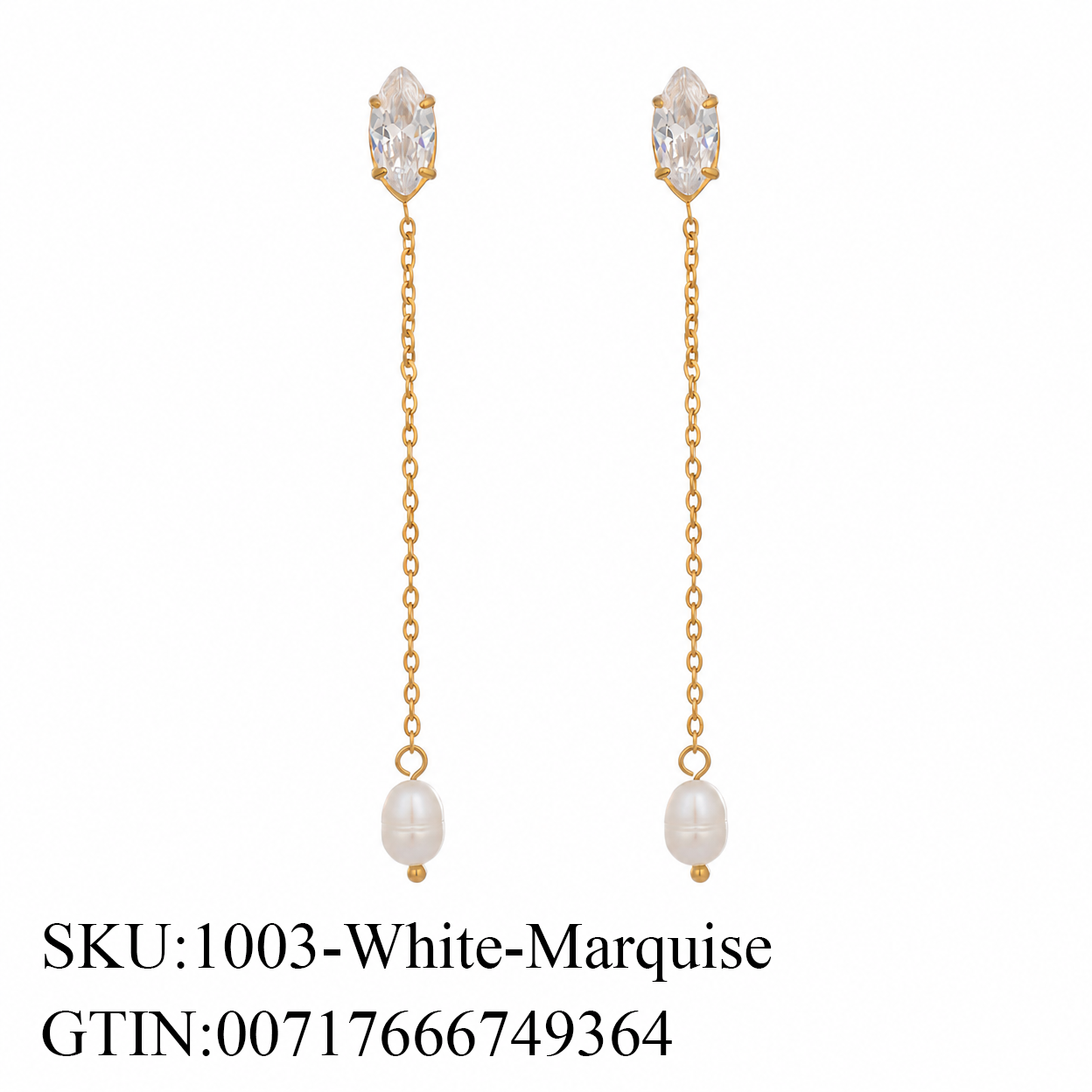 Stone & Pearl Chain Drop Earrings