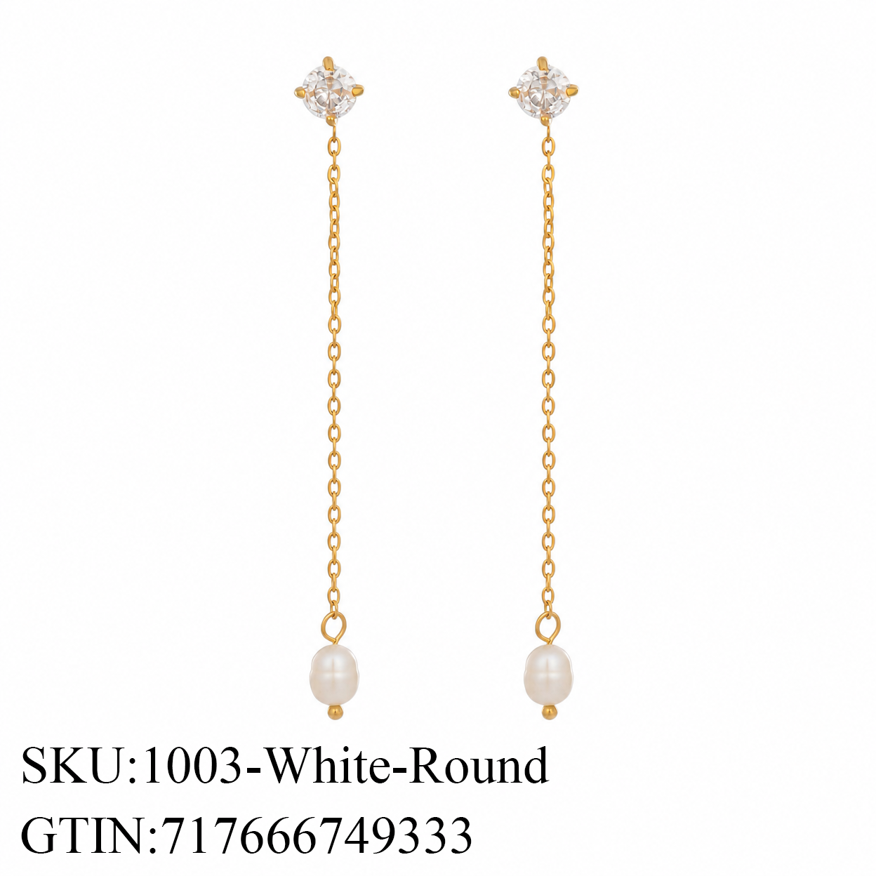 Stone & Pearl Chain Drop Earrings